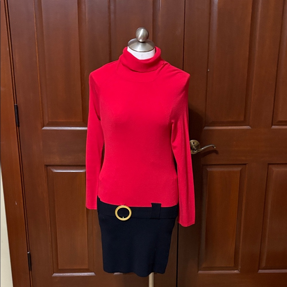 INC International Concepts Red Cowl Neck Sweater